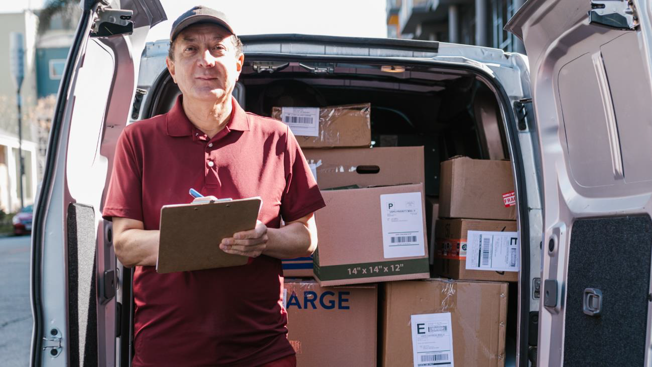 Delivery professional with workplace supply orders