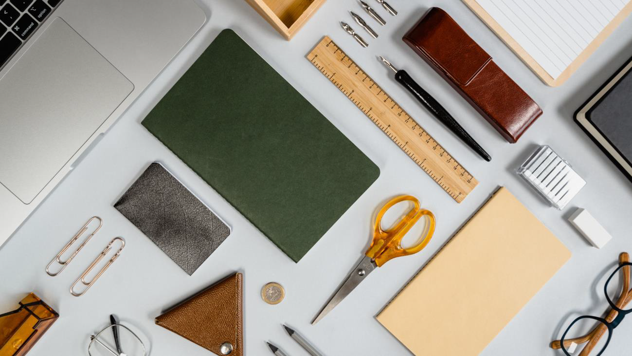 Organized workplace supplies and office essentials